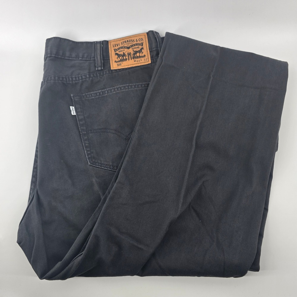 Levi's 505 Regular Fit Mens 40x32 Charcoal Gray Straight Leg Denim Jeans